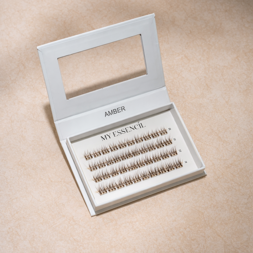 AMBER - FAUX CILS PRESS ON MARRON LEGER