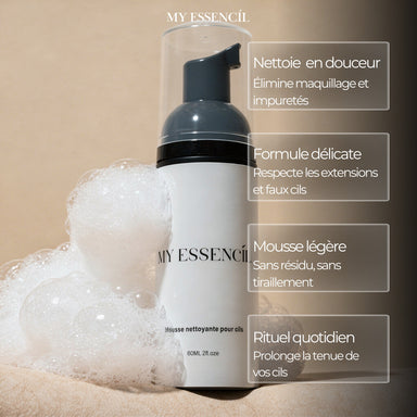 Mousse nettoyante pour cils : nettoie en douceur, formule délicate, sans résidu
