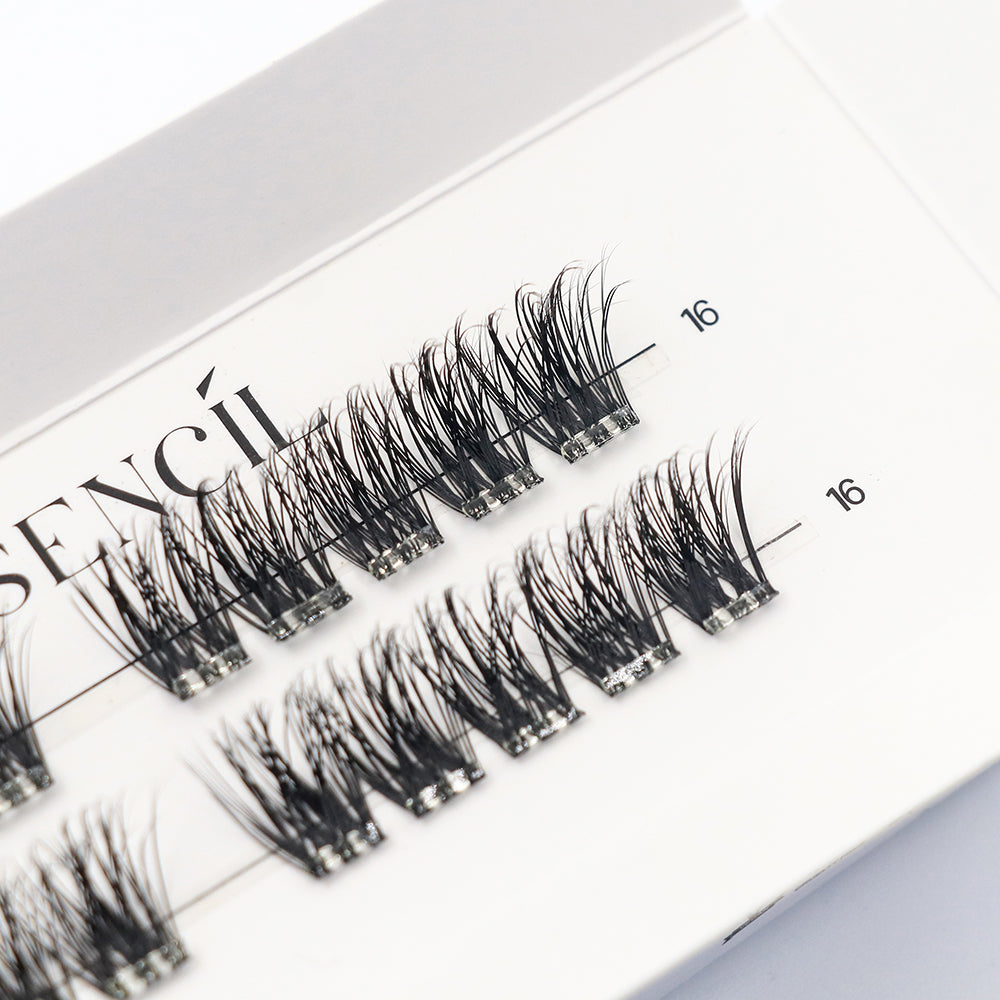 Faux cils AURA taille 16 mm en gros plan, recharge individuelle