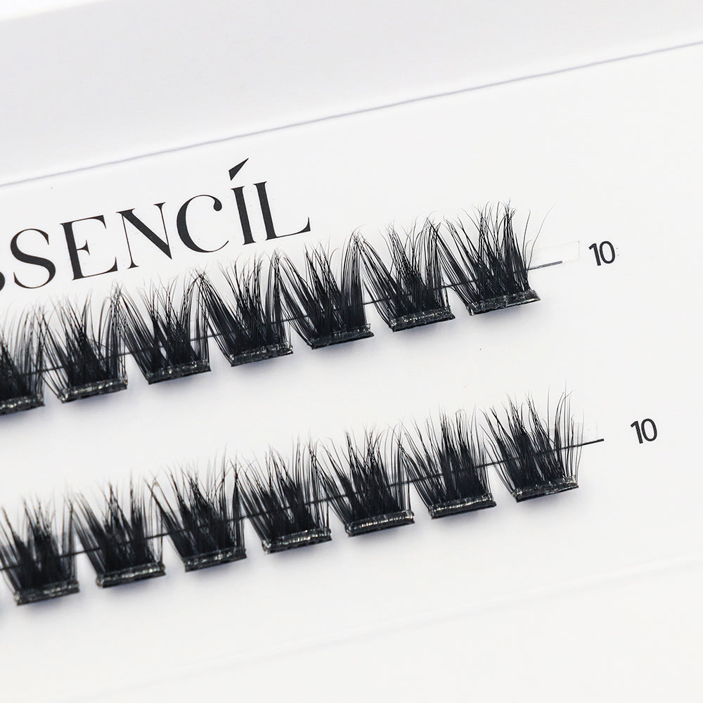 Clusters courts taille 10 mm, faux cils précollés denses