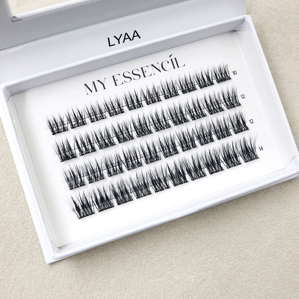 Clusters LYAA en 4 rangées, faux cils précollés effet volume