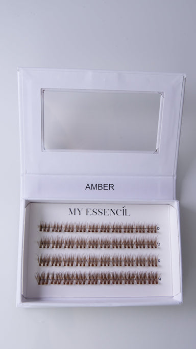 AMBER - FAUX CILS PRESS ON MARRON LEGER