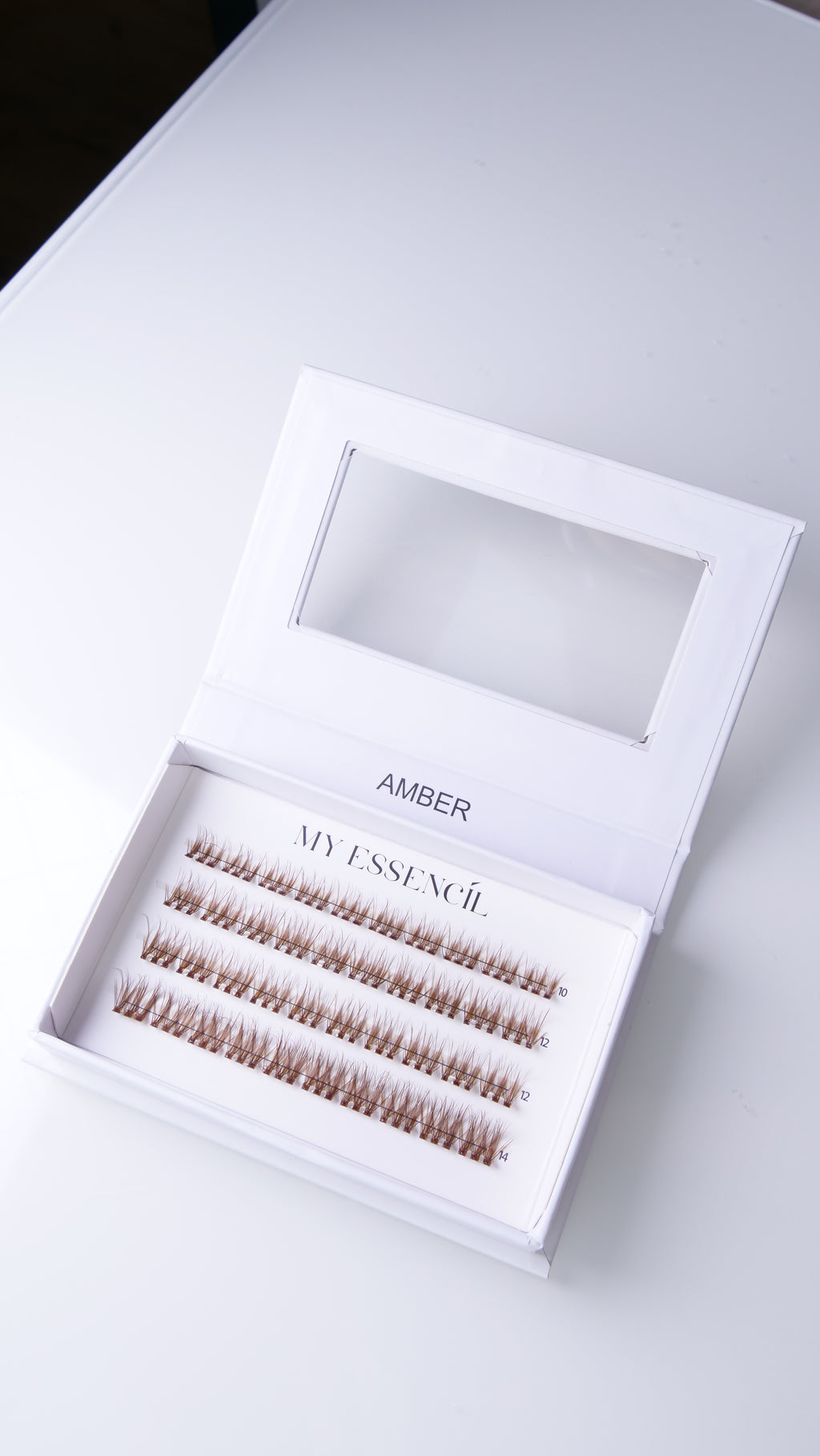 AMBER - FAUX CILS PRESS ON MARRON LEGER