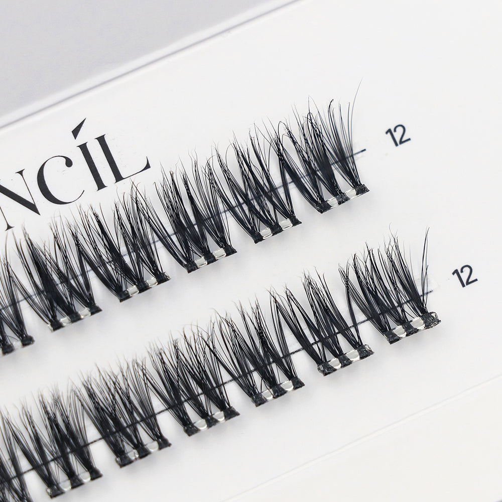 Clusters noirs taille 12 mm, recharge de faux cils press-on