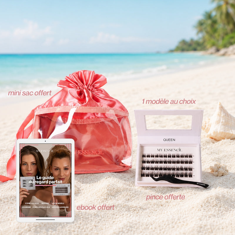 Pack Summer Signature — Faux-cils pré-collés nouveauté + Pince | Mini-sac offert