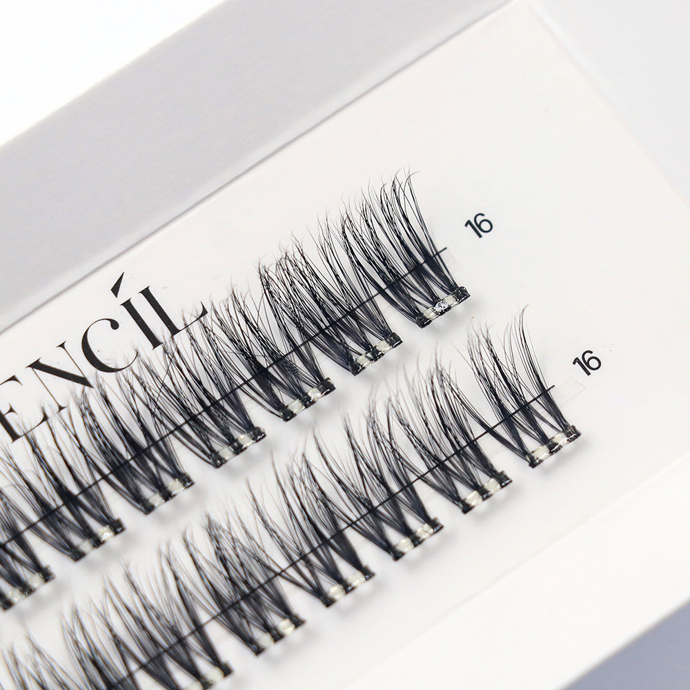 Rangées de clusters taille 16 mm, faux cils précollés longs